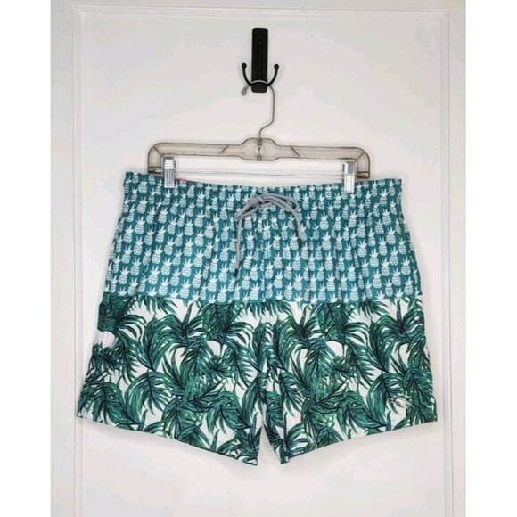 Size 5 / XL (Waist 35") Ted Baker Pineapple Tropical Leaves Swim Trunks - Picture 1 of 5